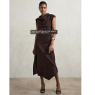 HARLAN DRAPIERTES MIDI-KLEID AUS TWILL-JERSEY IN BURGUNDERROT